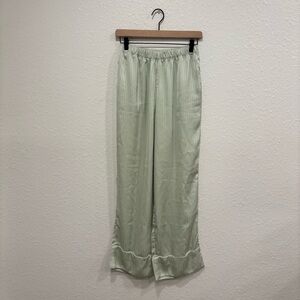 nap loungewear green satin pants